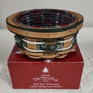 Longaberger 2010 Tree Trimming Little Falling Snow Basket. Liner And Protector